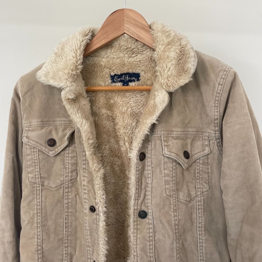 Earl Jeans Beige Sherpa-Lined Jacket - Picture 4 of 10